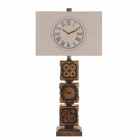 Clockworks Antique Bronze Finish Table Lamp 29 Inches Tall